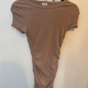 Ganni Tan Ruched Maxi Dress